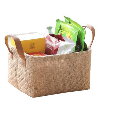 China Simple Woven Foldable Home Storage Jute Fabric Art Storage Basket for sale