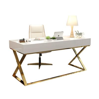 China Foldable post-modern lightweight luxury office desk stainless steel piano painting office simple home office desk for sale