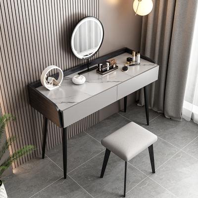 China (Other) Adjustable Dressing Table Mirrored Dressing Table Comes With LED Lights Dressing Table With Mirror And Stool for sale