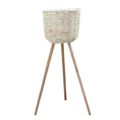 China Wooden Stand Garden Pot Eco-Freindly Woven Flower Grass Green Plant Planting Wedding Decoration for sale