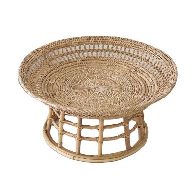 China New rattan fruit tray dessert handmade natural coffee table wholesale natural living room picnic outdoor coffee table for sale