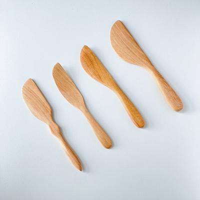 China Viable Wholesale High Quality Rubber Wooden Butter Knife Mini Breakfast Dinner Spreader for sale