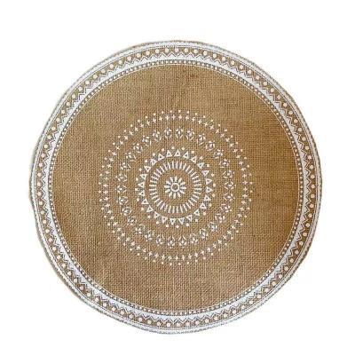 China Round Kitchen Dining Table Place Mat Cafe Restaurant Dining Table Coaster Wedding Viable Printing Woven Decorative Props for sale