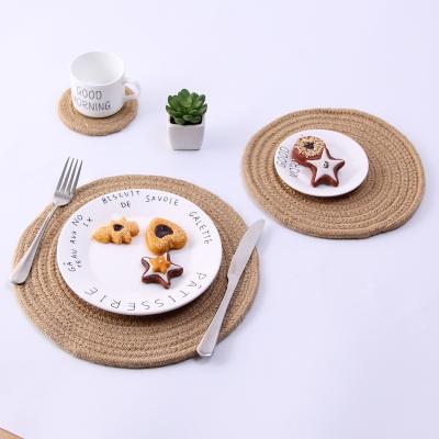 China Sustainable Handwoven Cotton Rope Table Mat Set Multicolor Round Home Restaurant Place Mat for sale