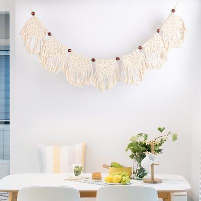 China 100% Handmade Tassel Woven Lace Wall Hanging Cotton Wall Decoration Living Room Bedroom Bohemian Flag Shaped Decorations for sale