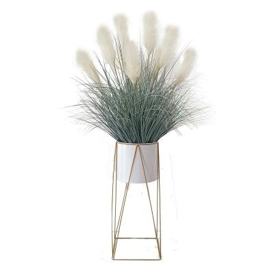 China Fashional Artificial Flowers Dried Pampas Grass Flower Natural Fluffy Reed Plumes Feather Grass For Wedding Stage Decoration for sale