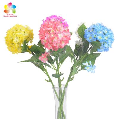 China Holiday/Christmas Day Decoratiom/Colorful Immortal Hydrangea Home Decoration/Garden Immortal Flowers Artificial Hydrangea With Branches For Wedding Decoration for sale