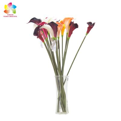 China Lily Flower Artificial Flowers decoration wedding home bride Simulation of real touch PU hand feeling plastic calla large holding flowers for sale