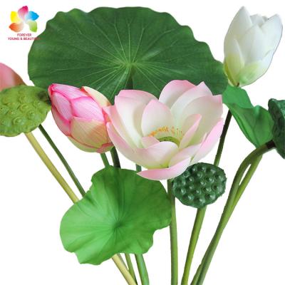 China PU Single Stem Artificial Lotus Flower Bud For Garden Decoration for sale