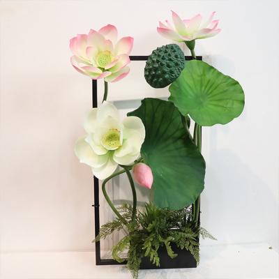 China Silk Flower Centerpieces Artificial Lotus Flower Wedding Table Lily Flowers Latex Real Touch Water Faux Wholesale Rubber for sale