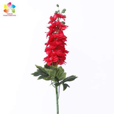 China Real Plastic Fabric Touch Latex Hyacinth Flower Artificial Delphinium Single Flower For Wedding Decor for sale