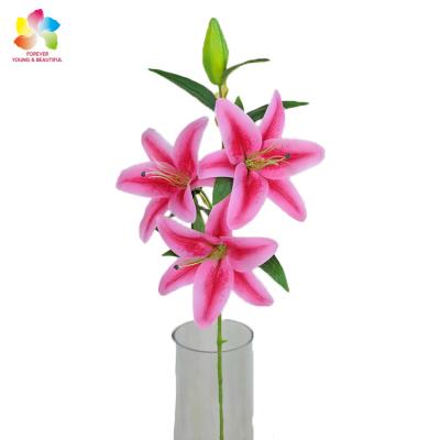 China Real touch EVA Wholesale Artificial Lilies Flower for wedding party home decor for sale