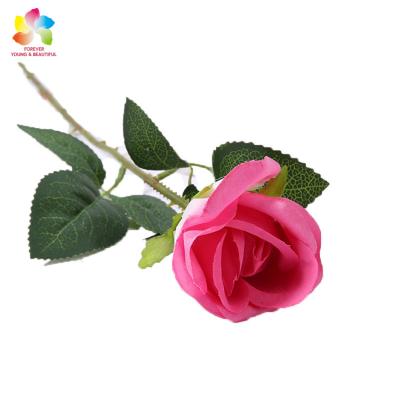 China Hot Sale Artificial Flower Red Rubber Single Velvet Rose Bulk For Wedding Decorative for sale