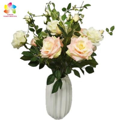 China Real Touch Curved Artificial Flowers Rose Flowers For Wedding And Party Decoration for sale