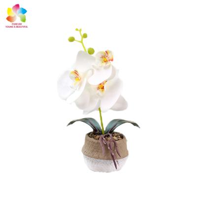 China Factory wholesales cheap fabric orchids real touch rubber artificial orchid flower for wedding decoration for sale