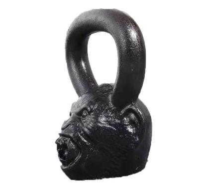 China Durable Fashionable Black Cast Iron Monkey Face Animal Gym Competition Kettlebell Gorilla for sale