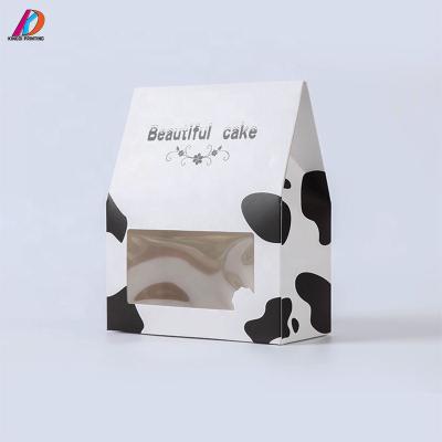 China Recycled Materials House Shaped Food Grade Cookie Kraft Paper Box With Window for sale