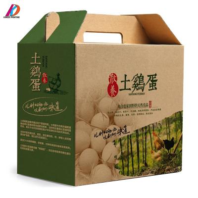 China Recycled Materials Customized Printing Corrugated Cardboard Box For Egg Packing With Handle for sale