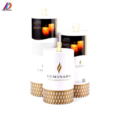 China Recyclable Eco-Friendly Luxury Paper Tube Gift Box Cylinder Candle Box Packaging With Handle for sale