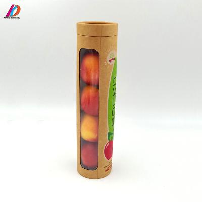 China Recyclable Custom Logo Printed Kraft Round Paper Tube Packaging With Window For Fruit for sale