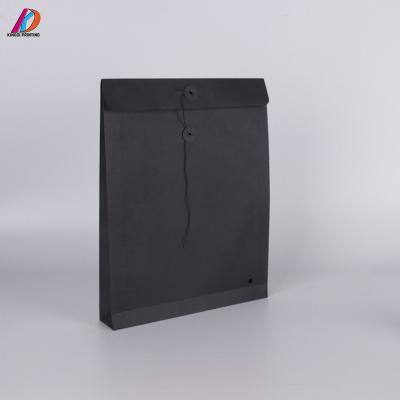 China Custom Printing Packaging Business String Envelope Black Tie Cardboard Mailing Envelope for sale