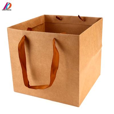 China Recyclable Custom Large Size Brown Kraft Paper Rigid Bag For Packaging for sale