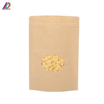 China Recyclable Food Grade Kraft Paper Stand Up Zipper Pouch Bag With Round Window for sale