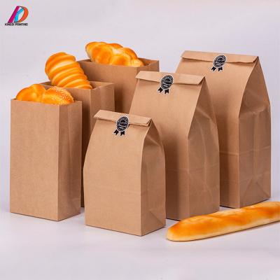 China Recyclable Food Grade Bread Take Away Kraft Paper Bag for sale