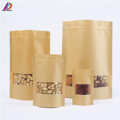 China Hot Selling BIODEGRADABLE Stand Up Kraft Paper Pouch With Clear Window for sale