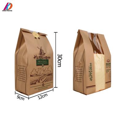 China Recyclable Clear Flat Bottom Window Food Grade Kraft Paper Bag For Bakery Bread for sale