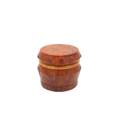 China Tobacco Only Use Imitation Wood 2.5 Inch 4 Pieces Drum Tobacco Grinders for sale