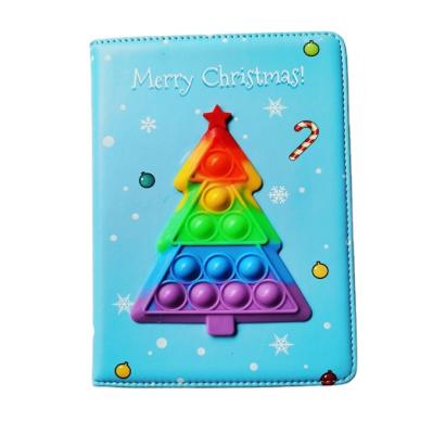 China Hard Cover Relaxing Silicone Busy Person Notebook Rainbow Christmas Tree Diary for Adults and Kids for sale