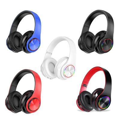 China 7 Color LED Breathable Wireless Luminous Foldable Headphones Over-Ear Sports Light Wireless Headphones Over-Ear Subwoofer Headphones for sale