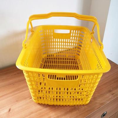 China Environmental Friendly Yellow Hand Carry Shopping Basket Plastic Basket Shopping Basket For Supermarket for sale