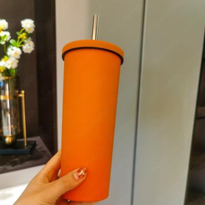 China Viable Lean Bulk Insulated Straight Tumbler Straight With Straw Water Wine Tea Cups Stainless Steel Sublimation 700ml Insulated Straight Tumbler for sale