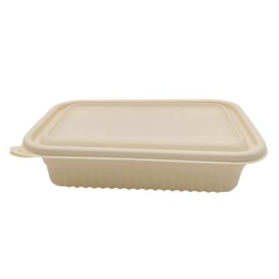 China Microwavable Disposable Tableware Trays Packaging Bio Degradable Cornstarch Fast Food Box Container for sale