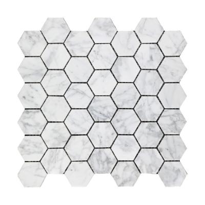 China Large Durable Hexagonal White Marble Mosaic Kitchen Shower Wall Tile Natural Stone Octagonal Tile for sale