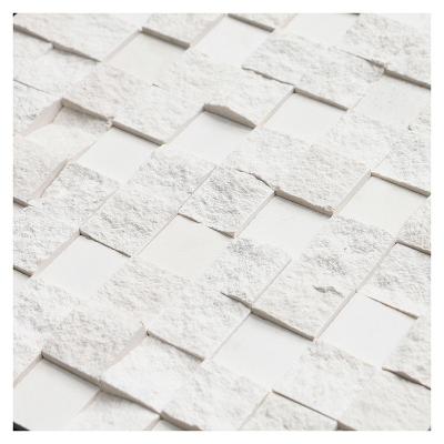 China Porch popular three-dimensional white sand wall background stone corrosion protection mushroom beige marble mosaic for sale