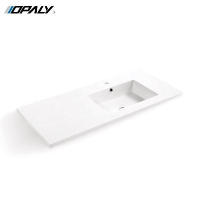 China Antibaterial OPALY Ware Bathroom Sanitary Cloakroom Solid Outdoor Basin Sink Artificial Stone Step Down Countertop Wash Basin for sale