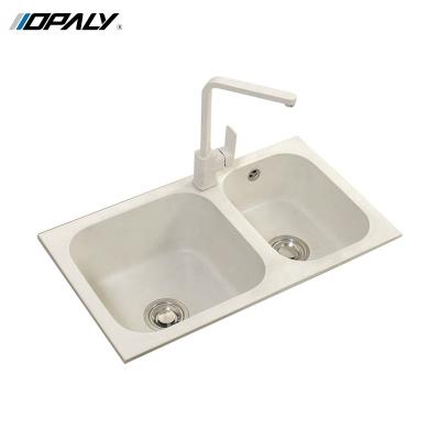 China Without Faucet High Quality And Competitive Price Granite Sink Double Bowl Kitchen Artificial Quartz Stone Sink for sale