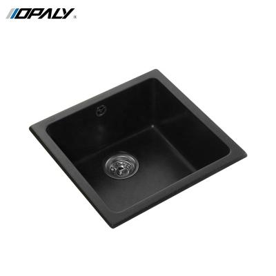 China Without Bowl High End Opaly Stone Kitchen Faucet Black Quartz Single Sink Kitchen Sink for sale