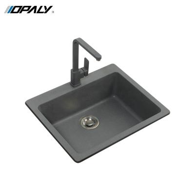 China Without Faucet Opaly High Quality Granite OC903 Undermount Single Bowl Quartz Kitchen Sink for sale