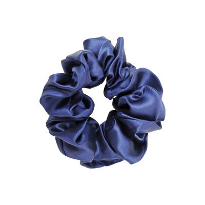 China Navy blue 100% European and American women's silk 5cm hair style 5cm silk scrunchie ties with new colors à venda