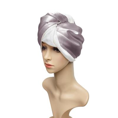 Cina QUICK DRY custom size logo mulberry silk and bamboo microfiber head towel drying hair turban for girls woman in vendita