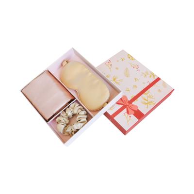 China Viable Luxury Christmas Gift Box 3pieces Products Blind Silk Blind Eye Mask Scrunchies for sale