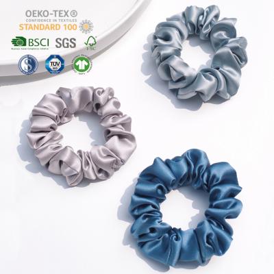 China European and American style 100% pure silk women's hair scrunchies 5cm silk ties 22 momme silk hair scrunchies for sale