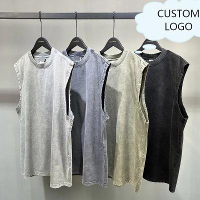 China Anti-pilling High Quality Washed Tank Top Oversized Custom Tank Top T Shirts Tank Top T-shirt Vest For Men for sale