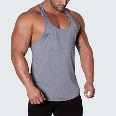 China Anti-pilling Custom workout fitness lightweight quick dry racer back gray gym singlets tank top for men for sale