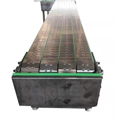 China Flat Surface Heat Resistant Chain Conveyor Filling Conveying Equipment Chain Plate Conveyor for sale