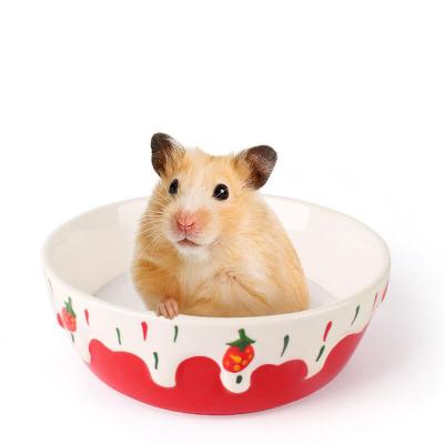 China Automatic Ceramic Hamster Food Bowl Fruit Color Small Animal Food Pet Bowl for sale